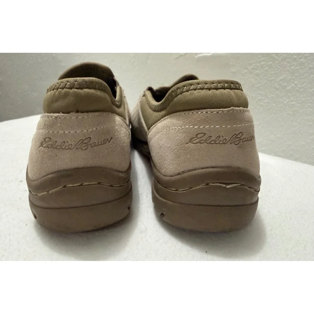 Eddie Bauer Birch Bay Tan Suede Leather Slip On Shoes Womens 9M Deep Cushioning